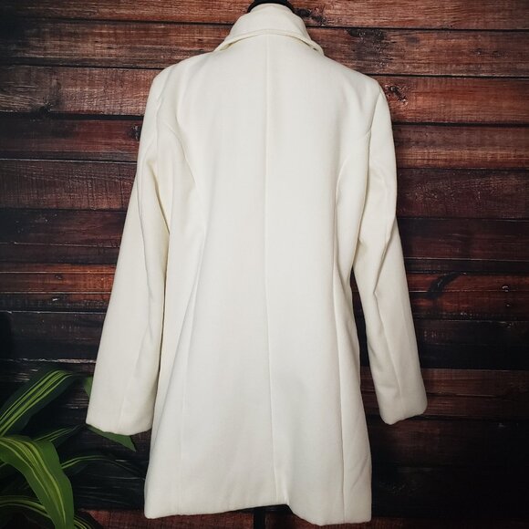 AGB White Double Breasted Coat Jacket Womens Large Lined Pockets - Picture 4 of 10